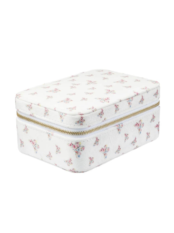 Velvet Jewellery Box, Off White Butterfly