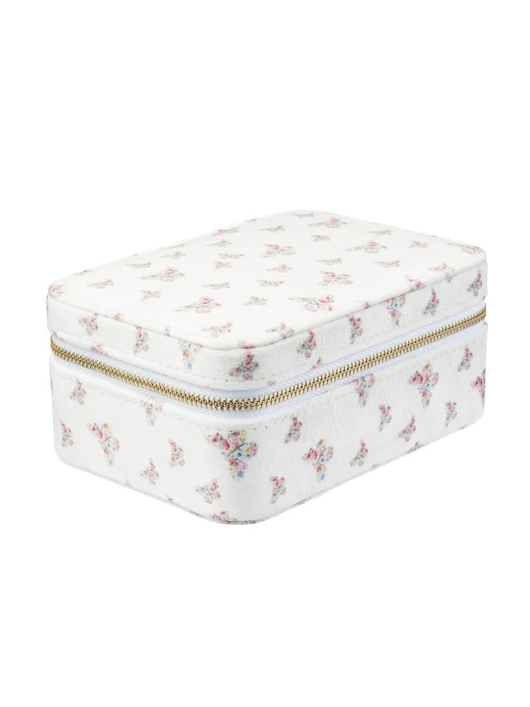 Velvet Jewellery Box, Off White Butterfly