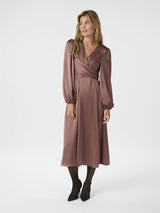 Rimini Heavy Sateen Dress, Dark Rose