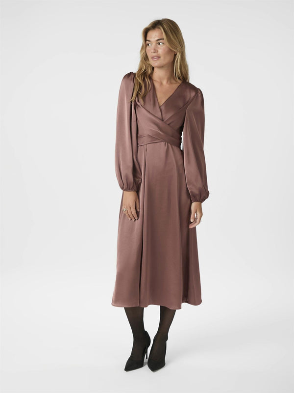 Rimini Heavy Sateen Dress, Dark Rose