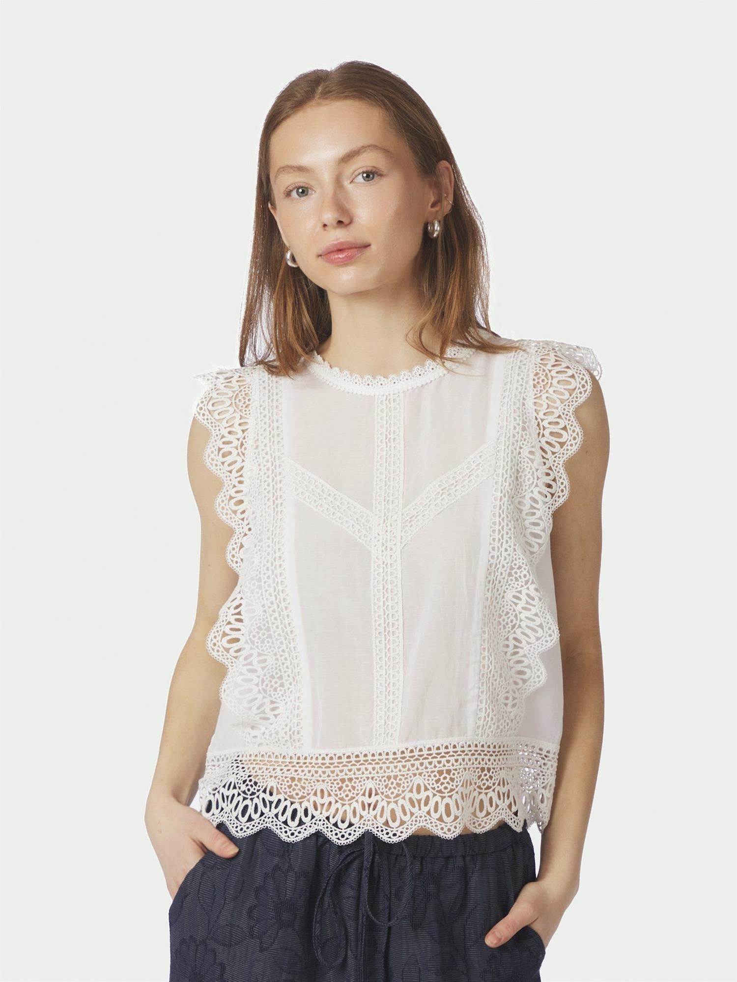 Samia Lace Top, White