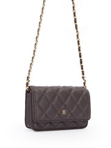 Leather Quilted Mini Bag, Chocolate Brown