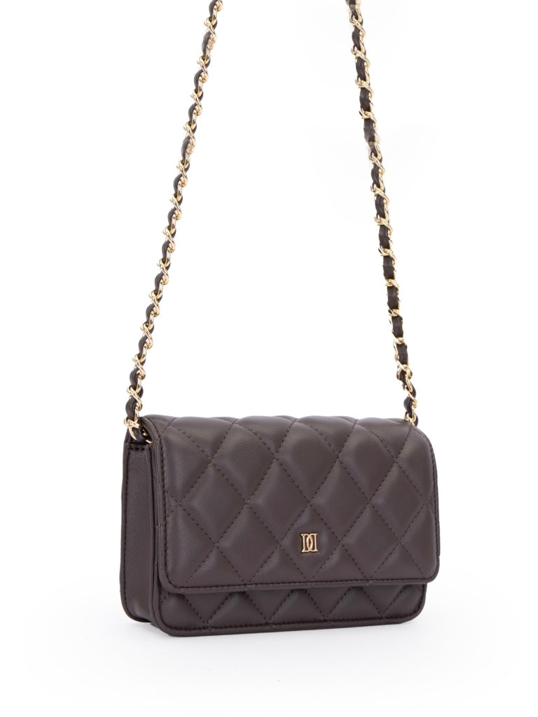Leather Quilted Mini Bag, Chocolate Brown