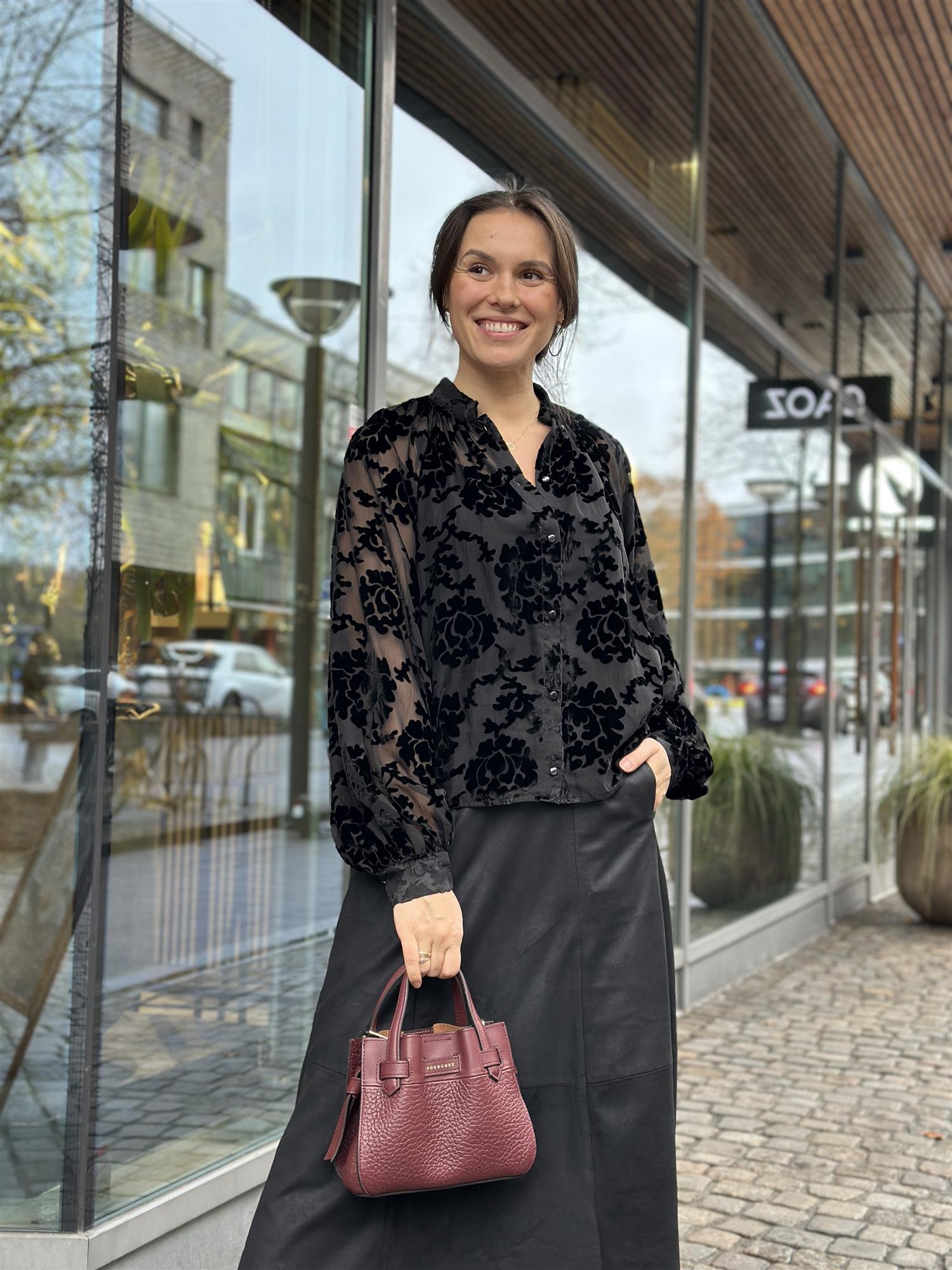 Velvet Blouse, Black