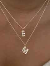 Juno - Crystal Letter Necklace Stainless Steel - E