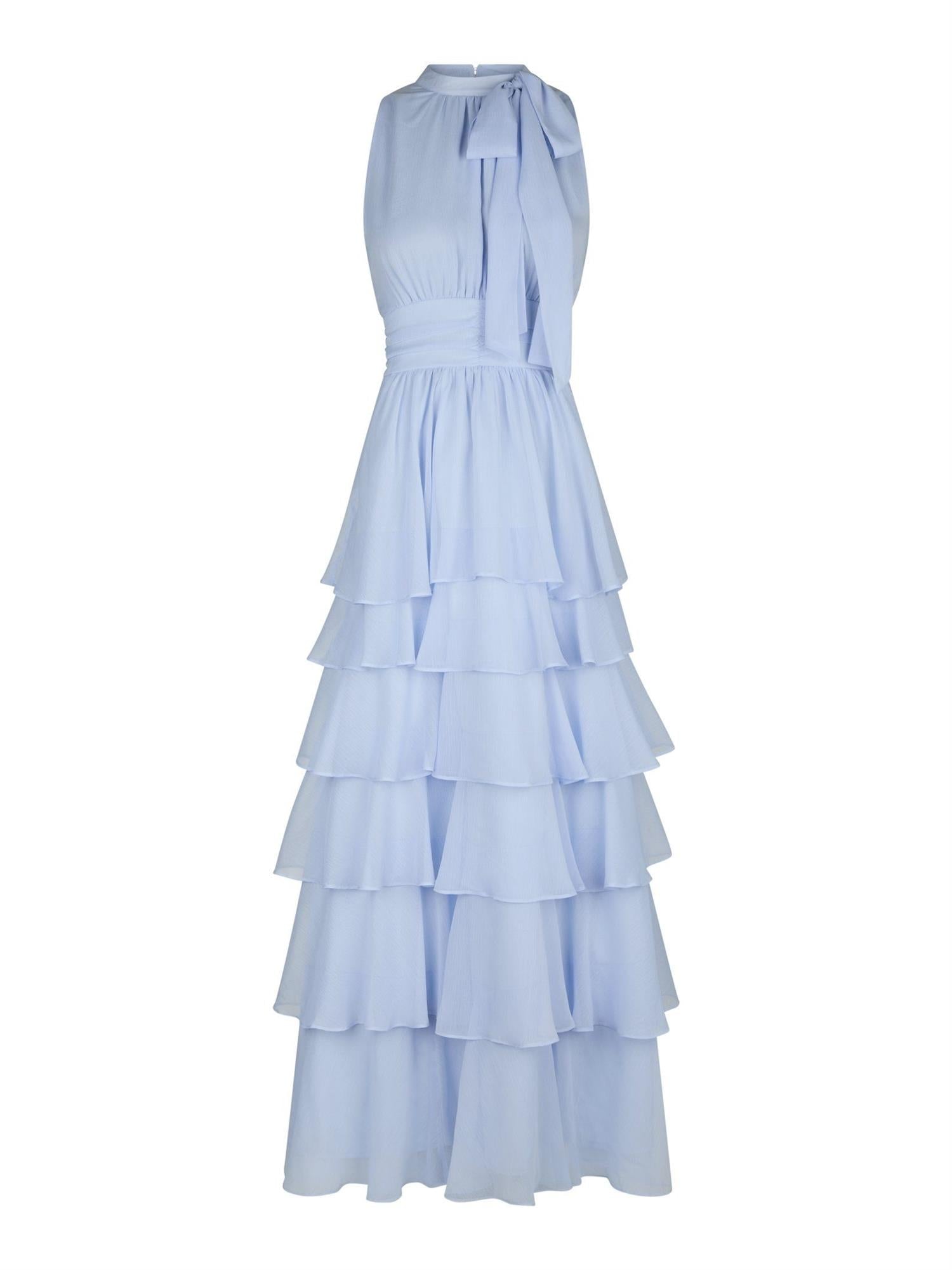 Marli Solid Chiffon Dress, Light Blue
