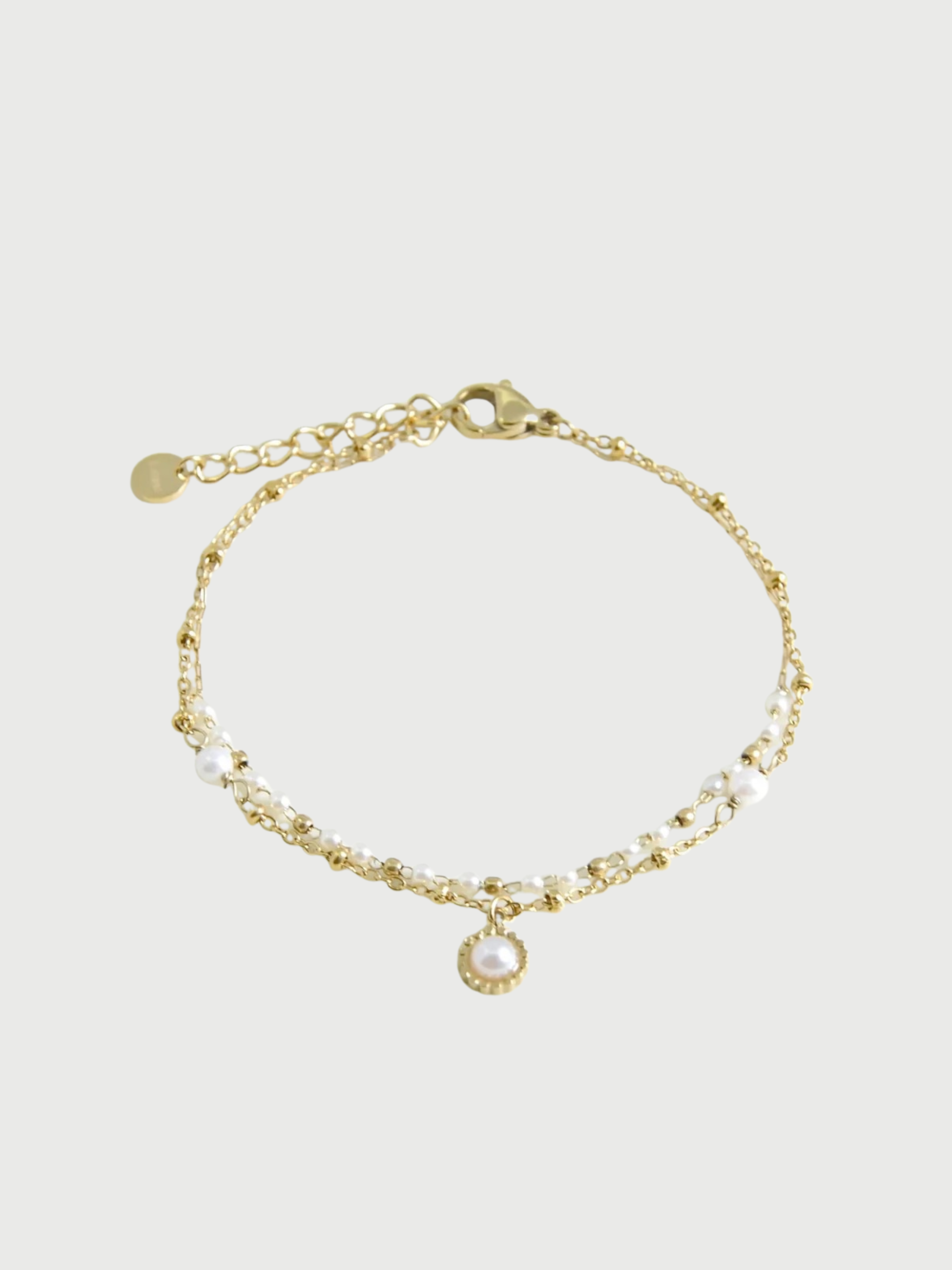 Bracelet, Double Strand, Faux pearls, White