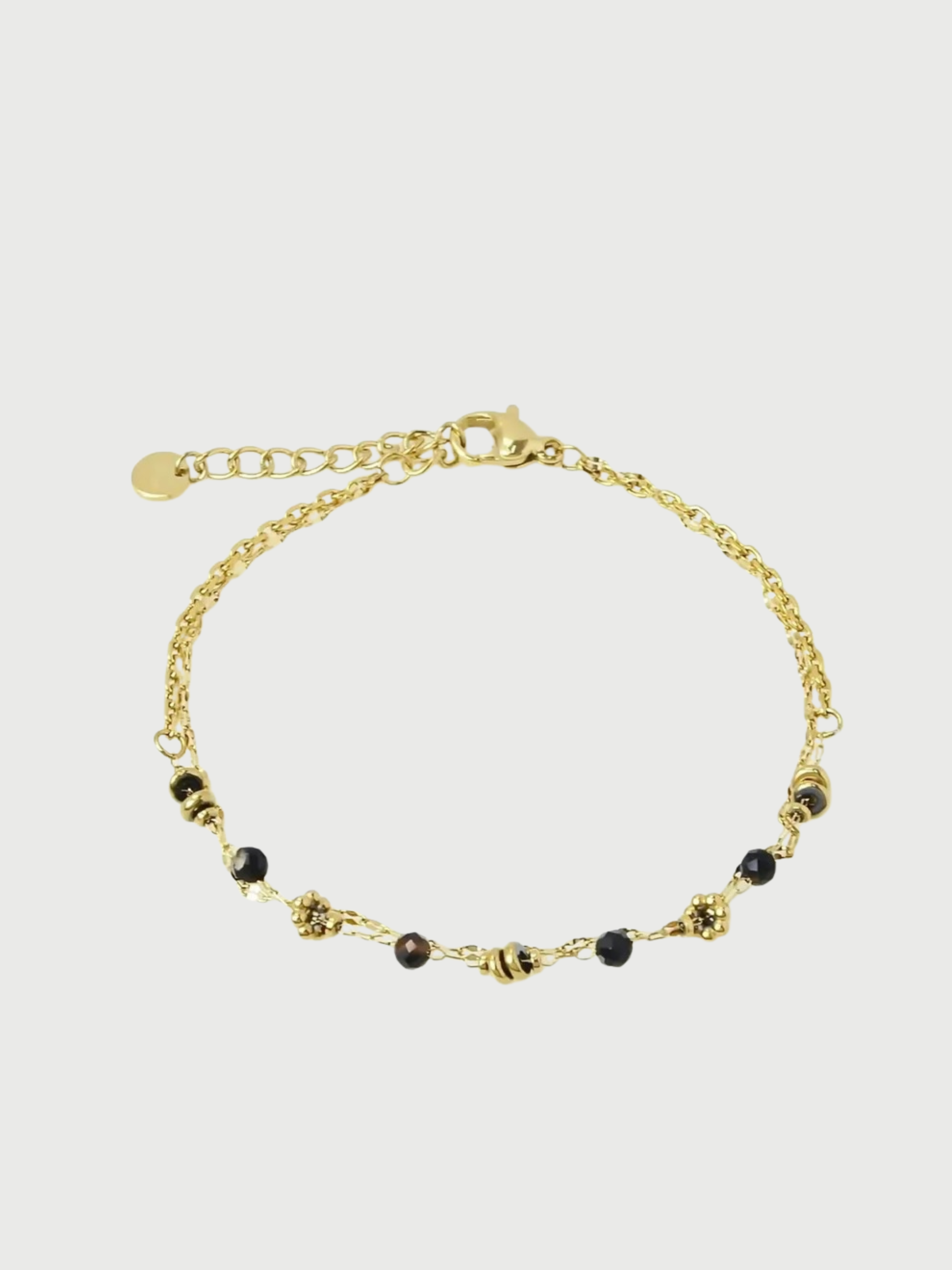 Bracelet, Double-layer, natural stones, Black