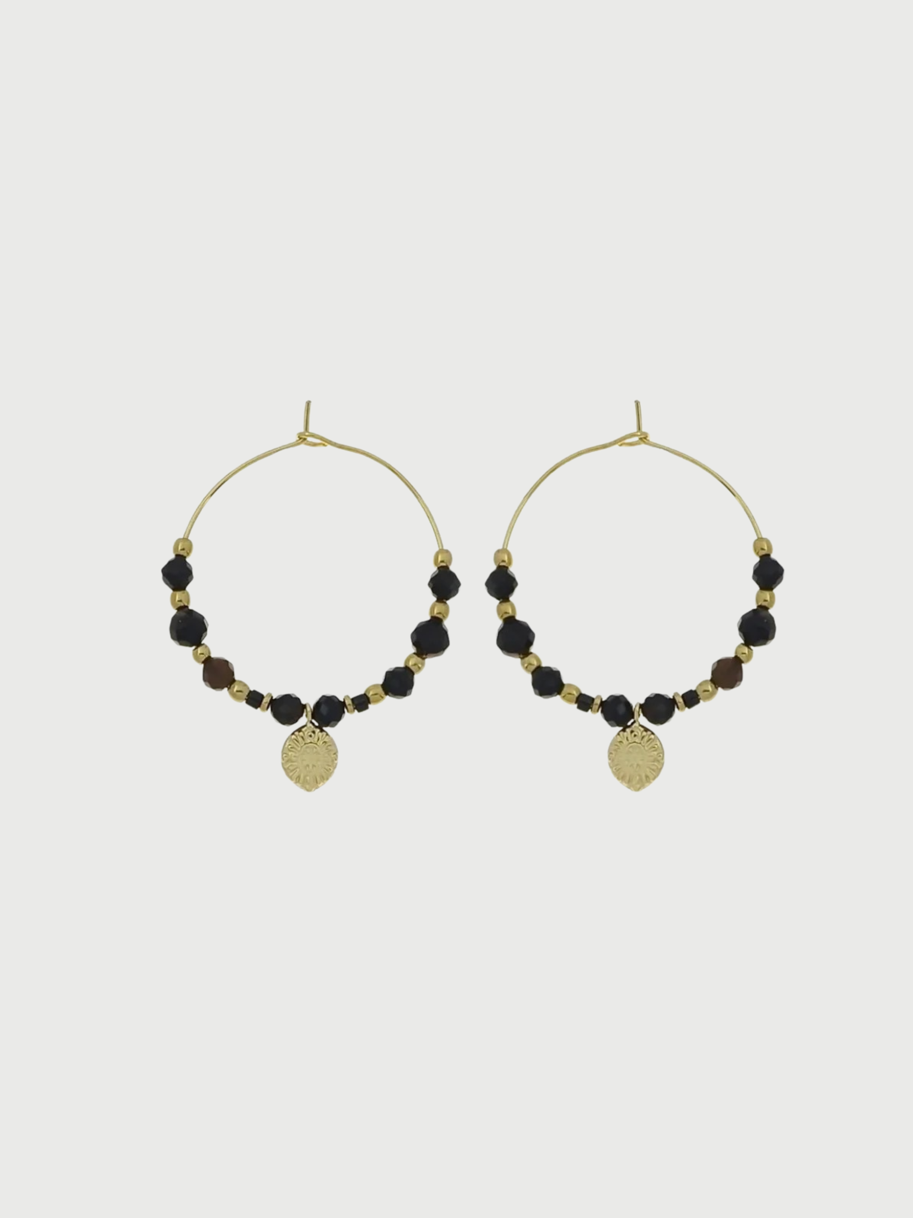 Earrings, Creole strawers, Black
