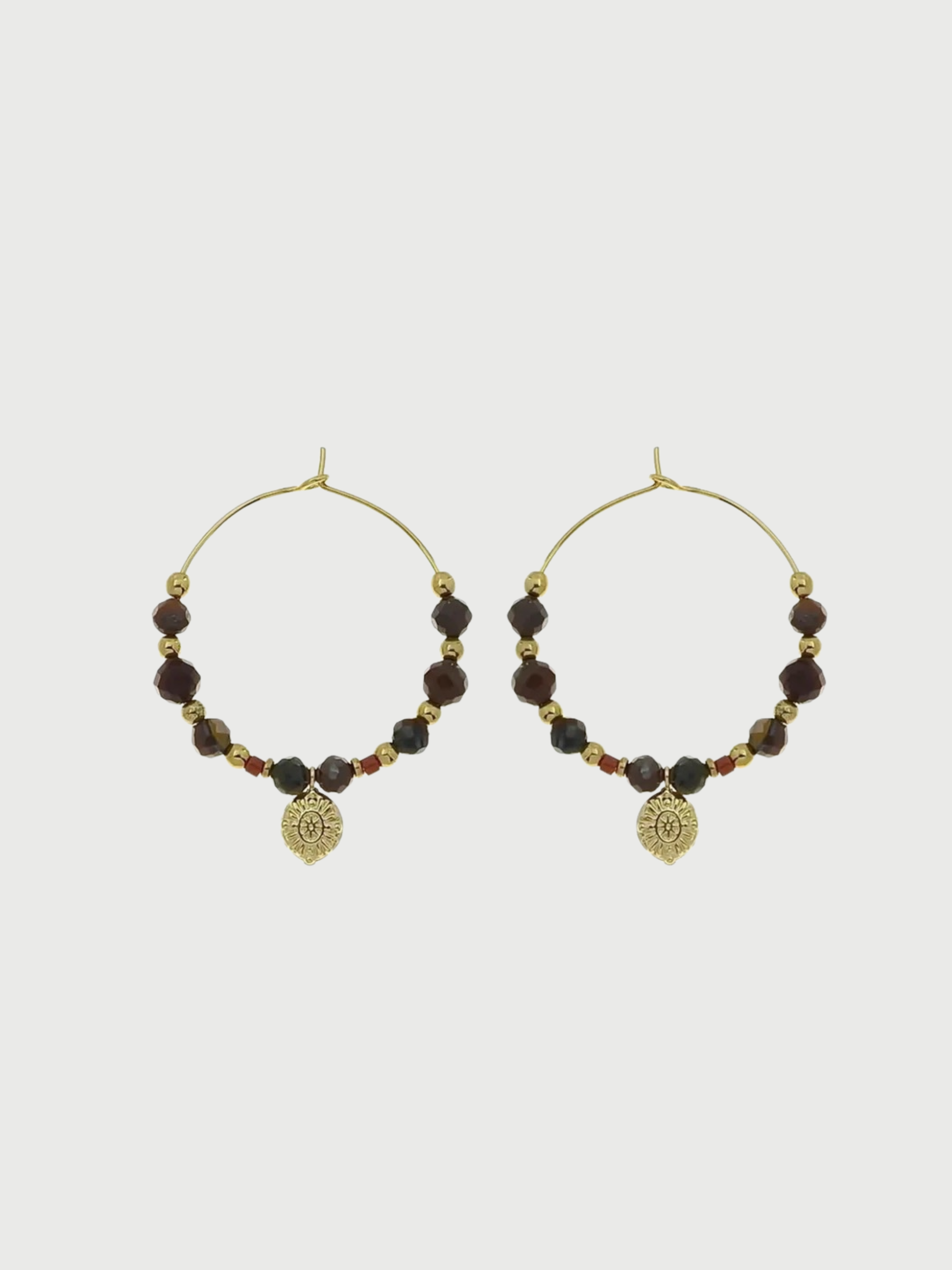 Earrings, Creole strawers, Maroon