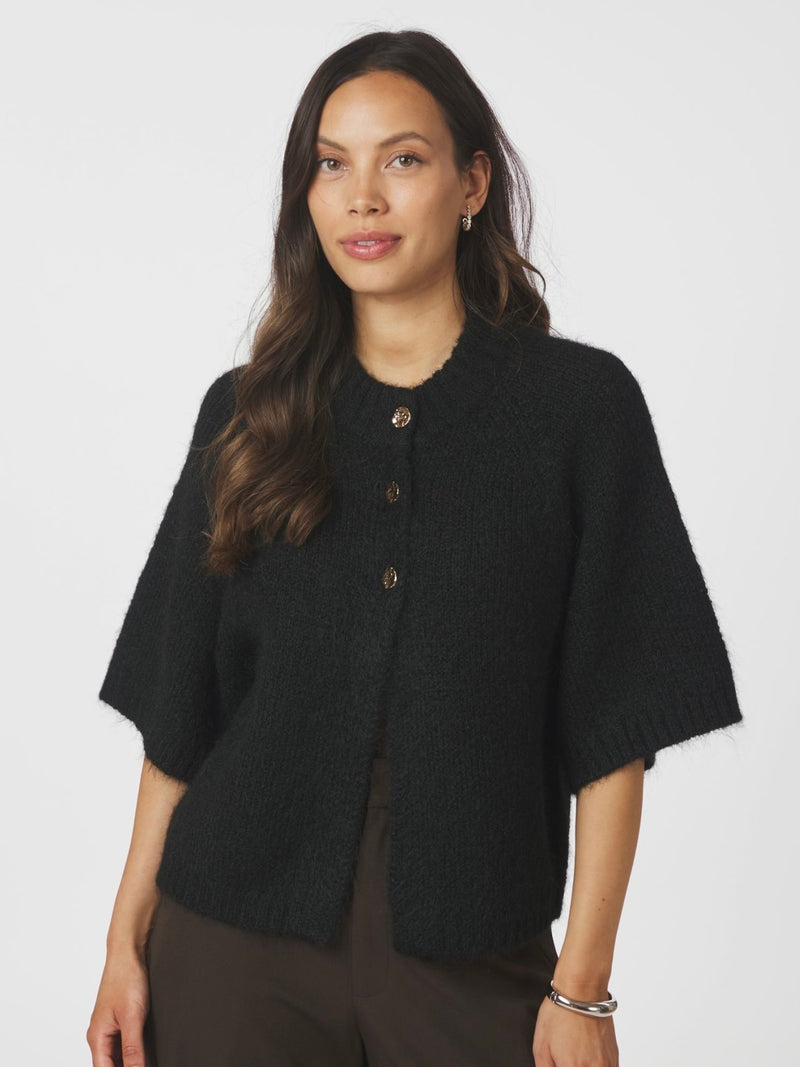 Benuta Fluffy Knit Cardigan, Black