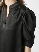 Roella Heavy Sateen Blouse, Black