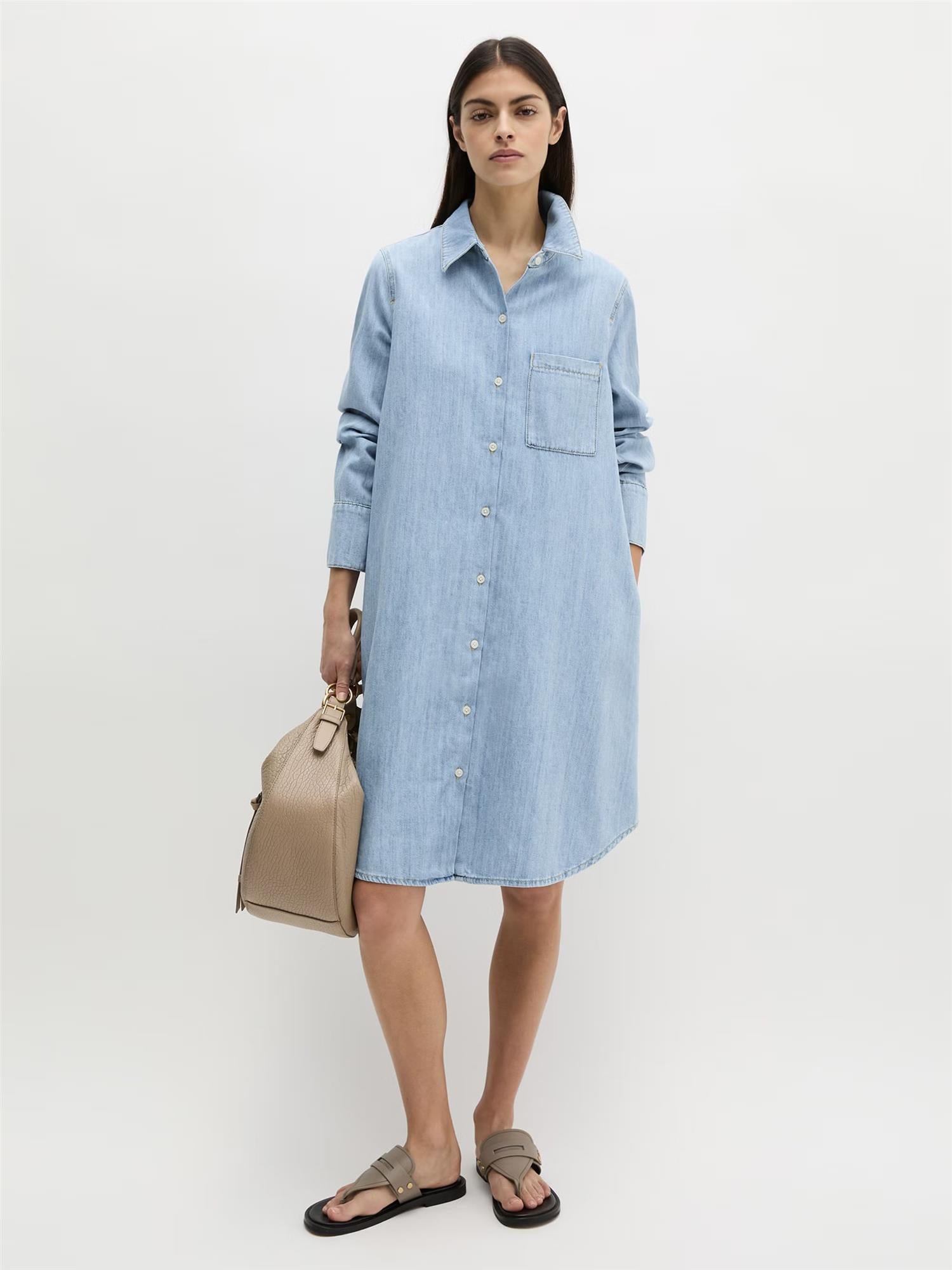 Denim dress, relaxed fit, long sleeve