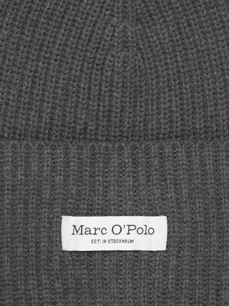 Beanie, knitted, fold-up, structured, Grey Melange