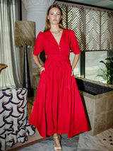 Maria Dress, City Red Poplin