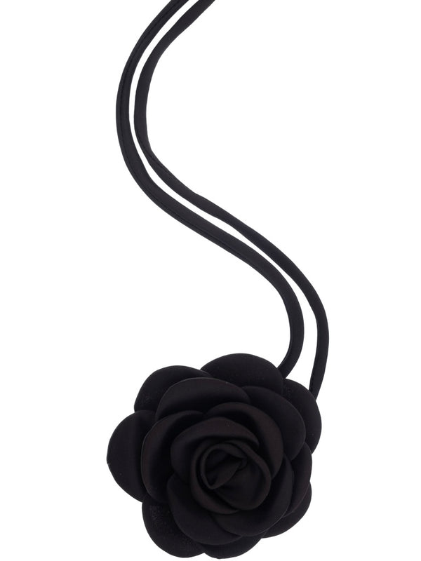 Satin rose Brooch, Black