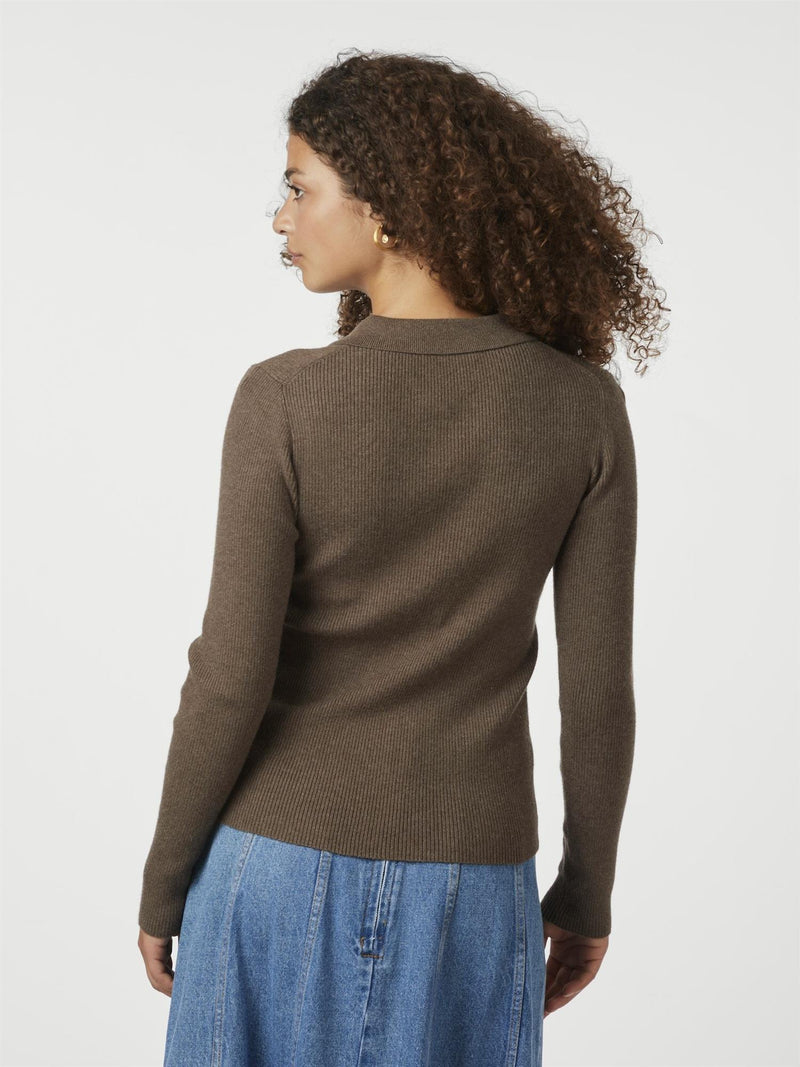 Panama Knit Blouse,Brown