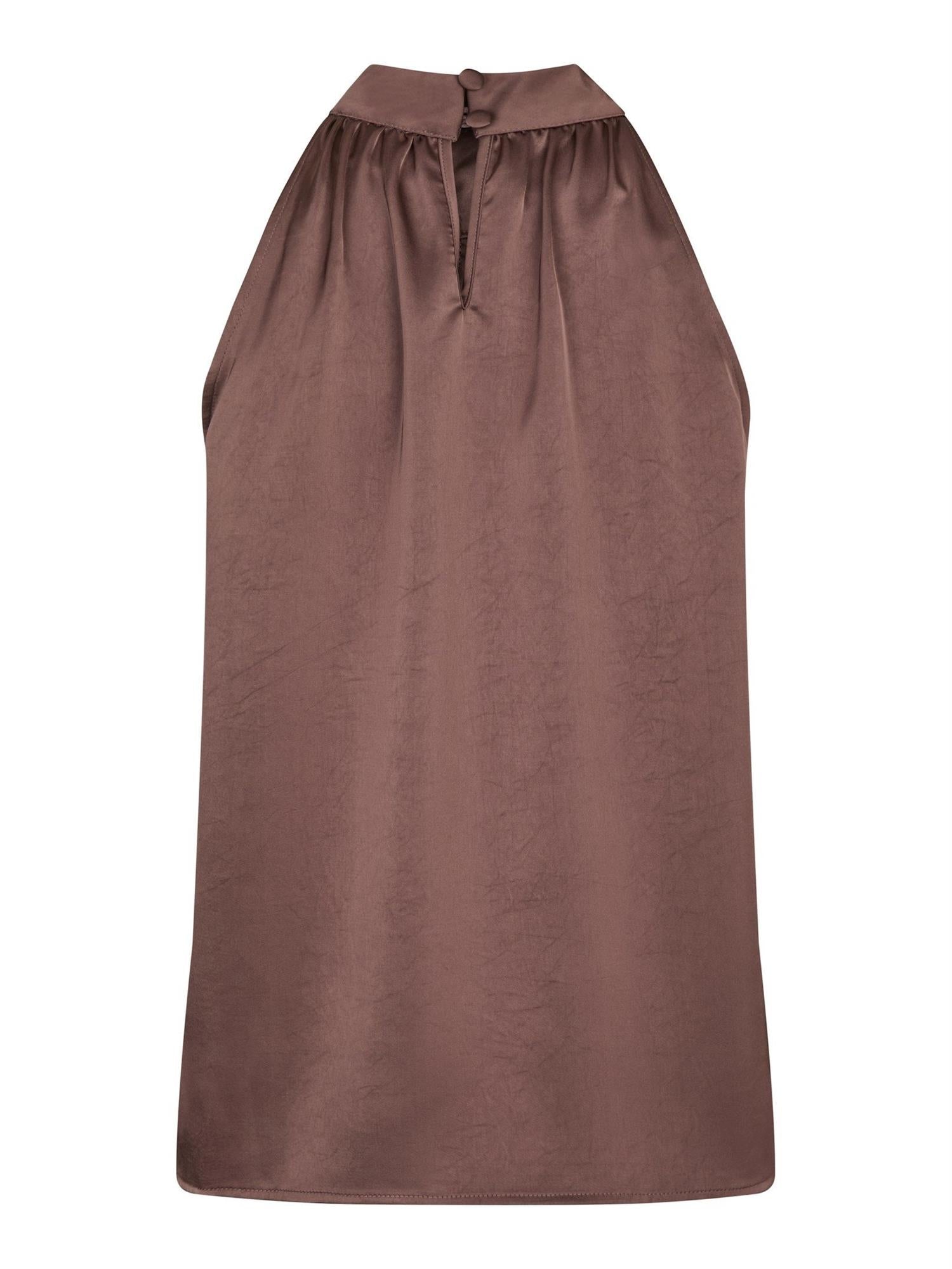 Rosette heavy Sateen Top, Dark Rose