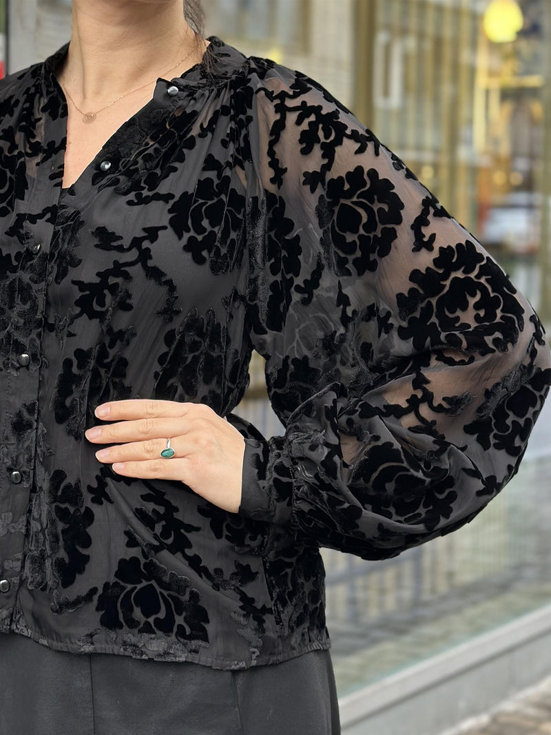 Velvet Blouse, Black