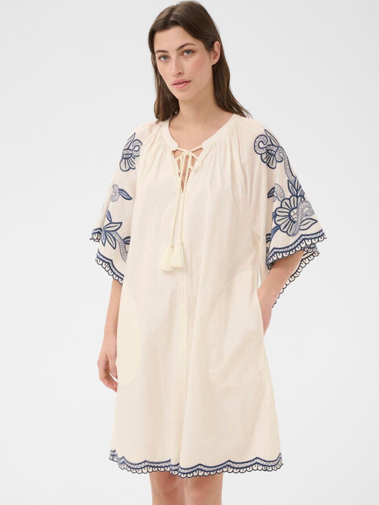 Breanna PW Dress, White/Blue