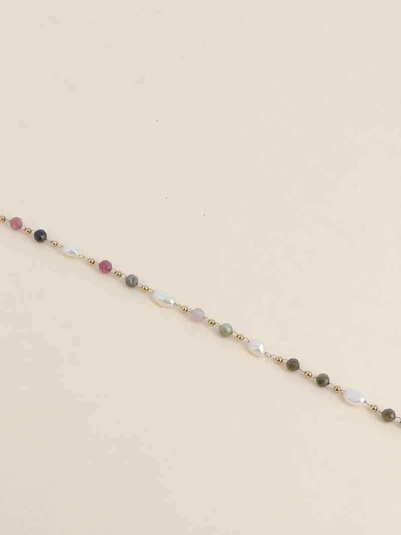 Bracelet, Natural stones, Gold/Kaki