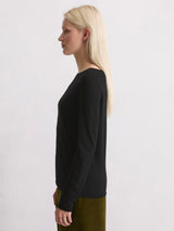 Pullover, longsleeve, boat neck,Black
