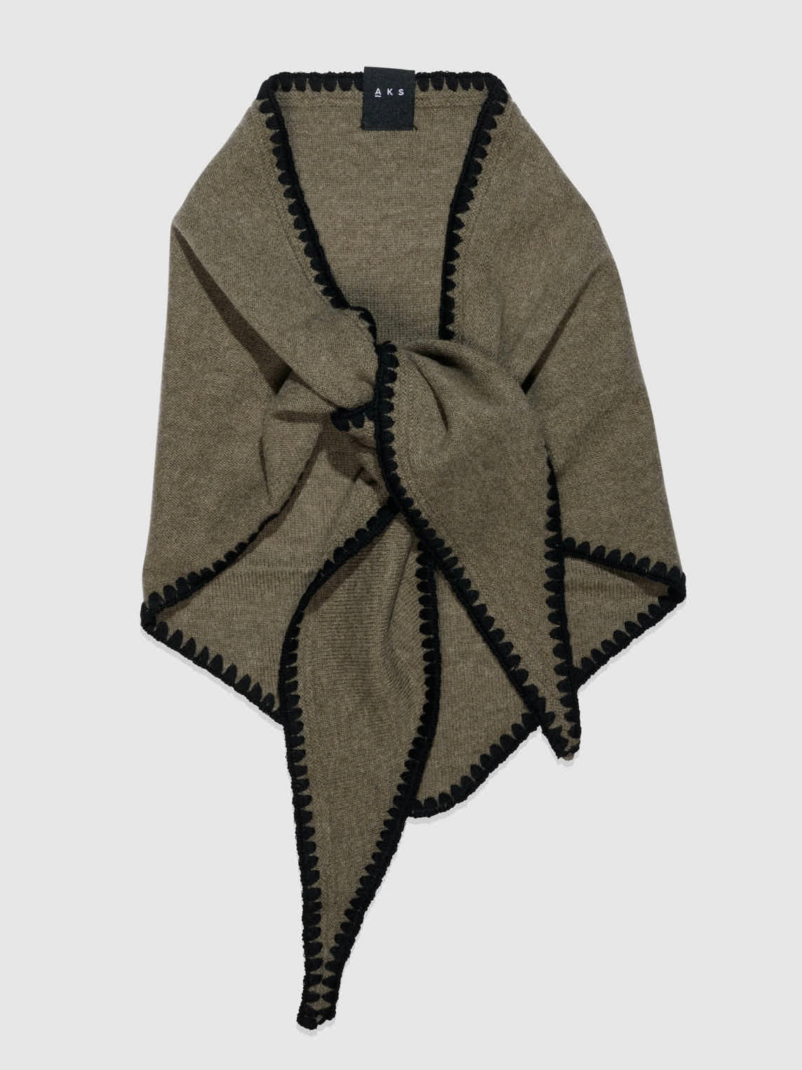 Mina Stitched Merino Scarf, Brown