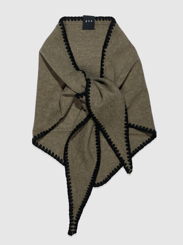 Mina Stitched Merino Scarf, wood