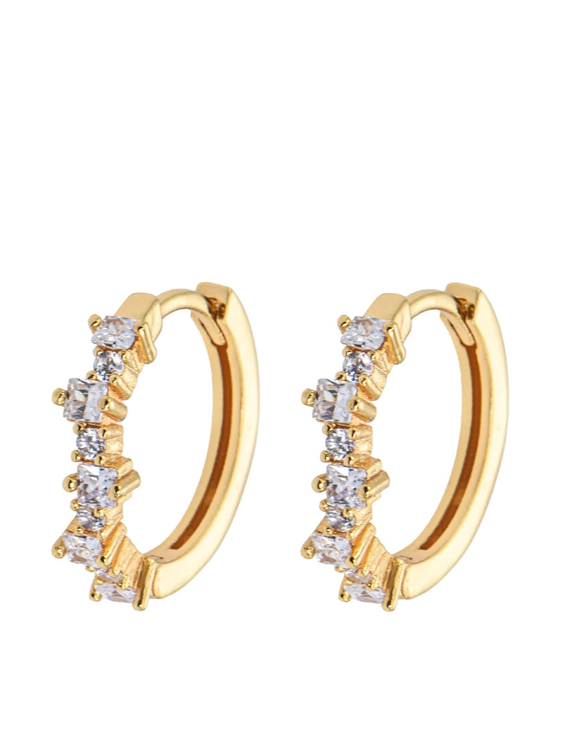 Earring, Mixed Medium Hoops, White