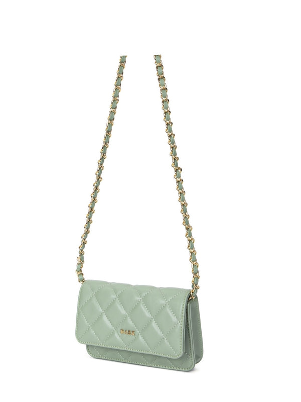 Leather Quilted Mini Bag, Milieu Green