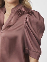 Roella Heavy Sateen Blouse, Dark Rose