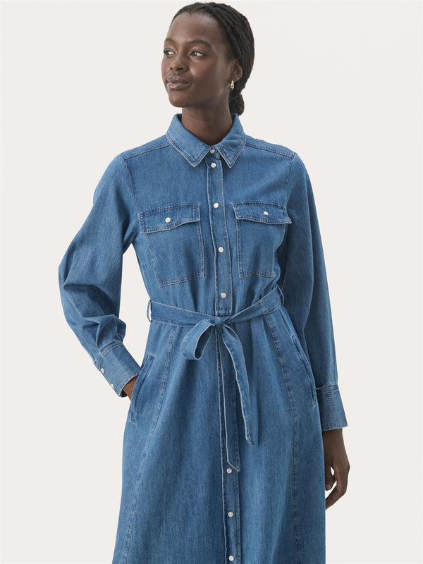 Polenka PW Dress, Medium Blue Denim