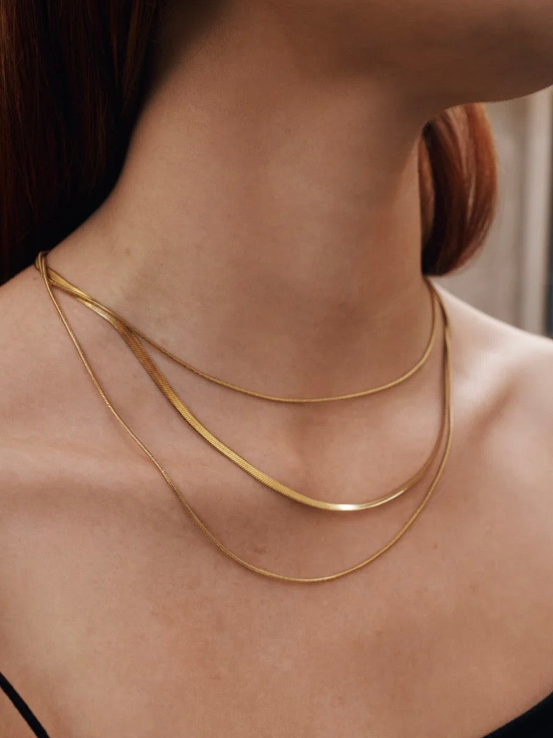 Matilde - Triple Chain Necklace Stainless Steel - Gold