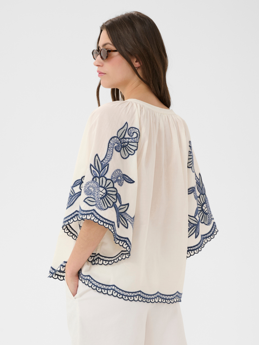 Biancha PW Blouse, White/Blue