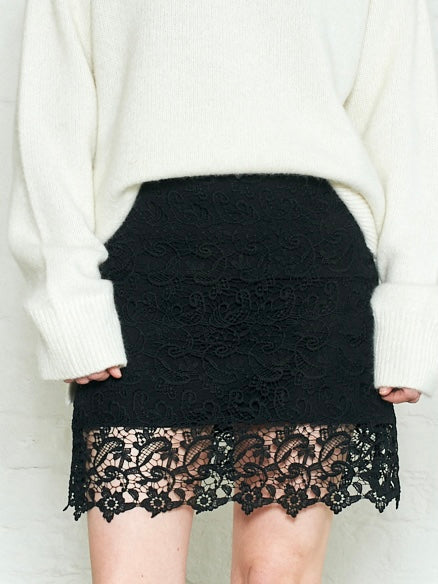 YVETTE Lace Skirt, Black