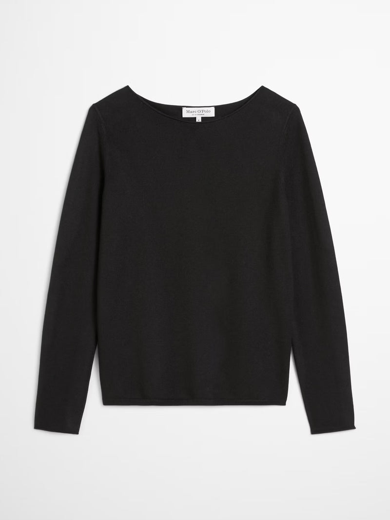 Pullover, longsleeve, boat neck,Black