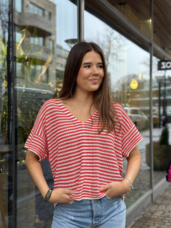 Nailah PW Pullover, Red/White