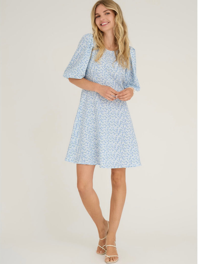 Gino 3/4 dress, Blue/White