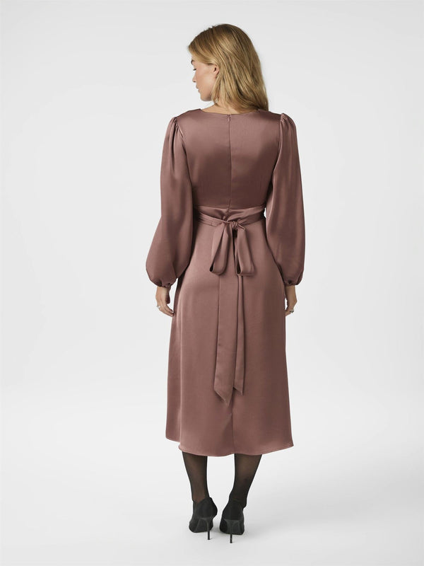 Rimini Heavy Sateen Dress, Dark Rose