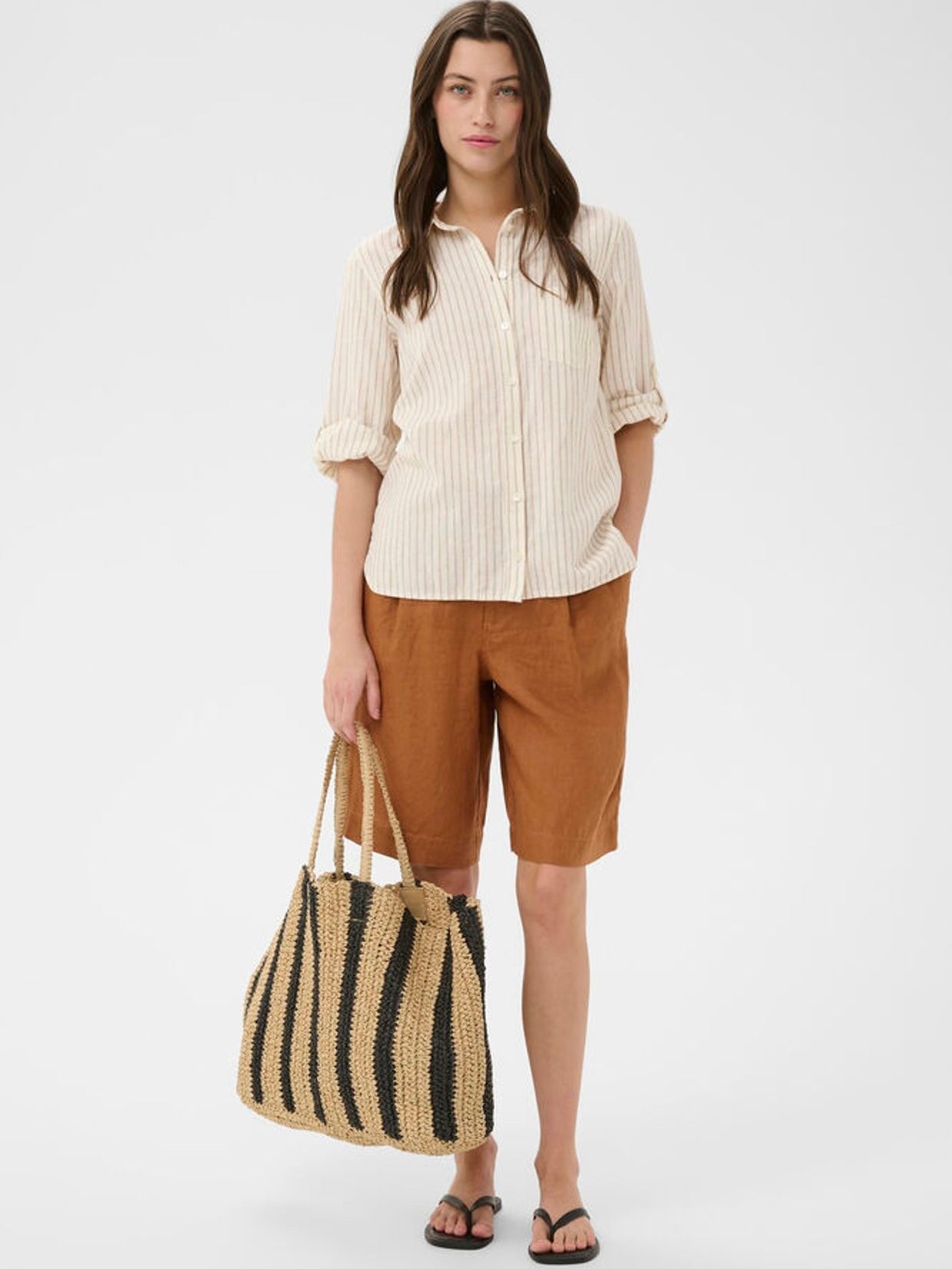 Cindie PW Shirt, Natural Stripe