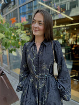 Jacquard Midi Dress, Blue Peacock
