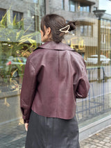 Short Leather Trenchcoat, Bordeaux