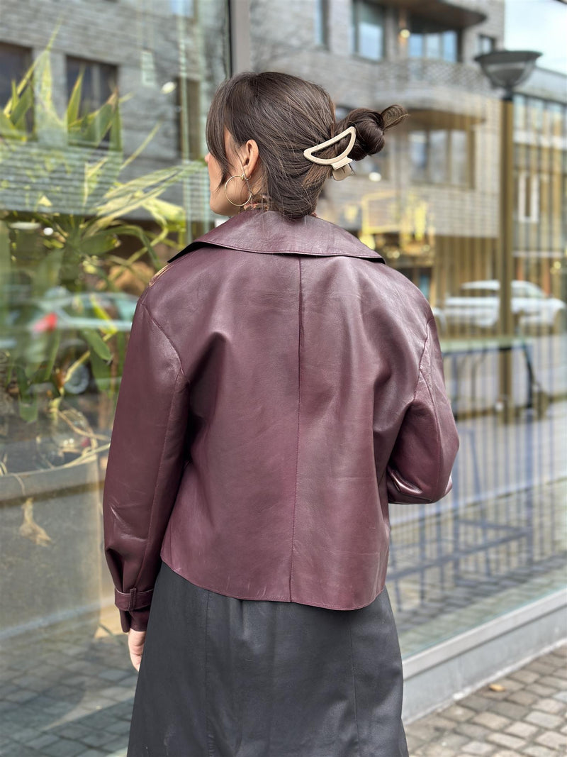 Short Leather Trenchcoat, Bordeaux