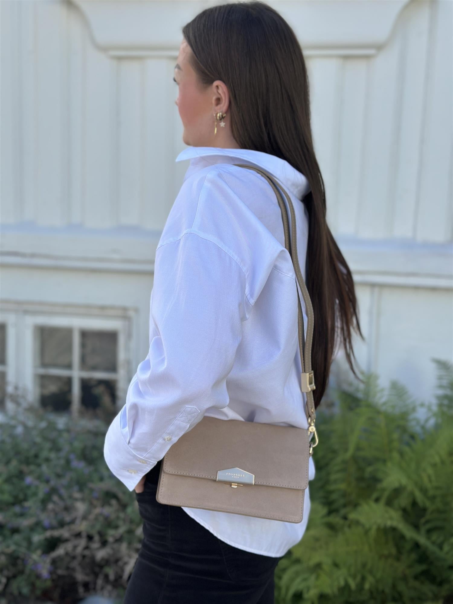 Anjou Clutch Suede, Mastic