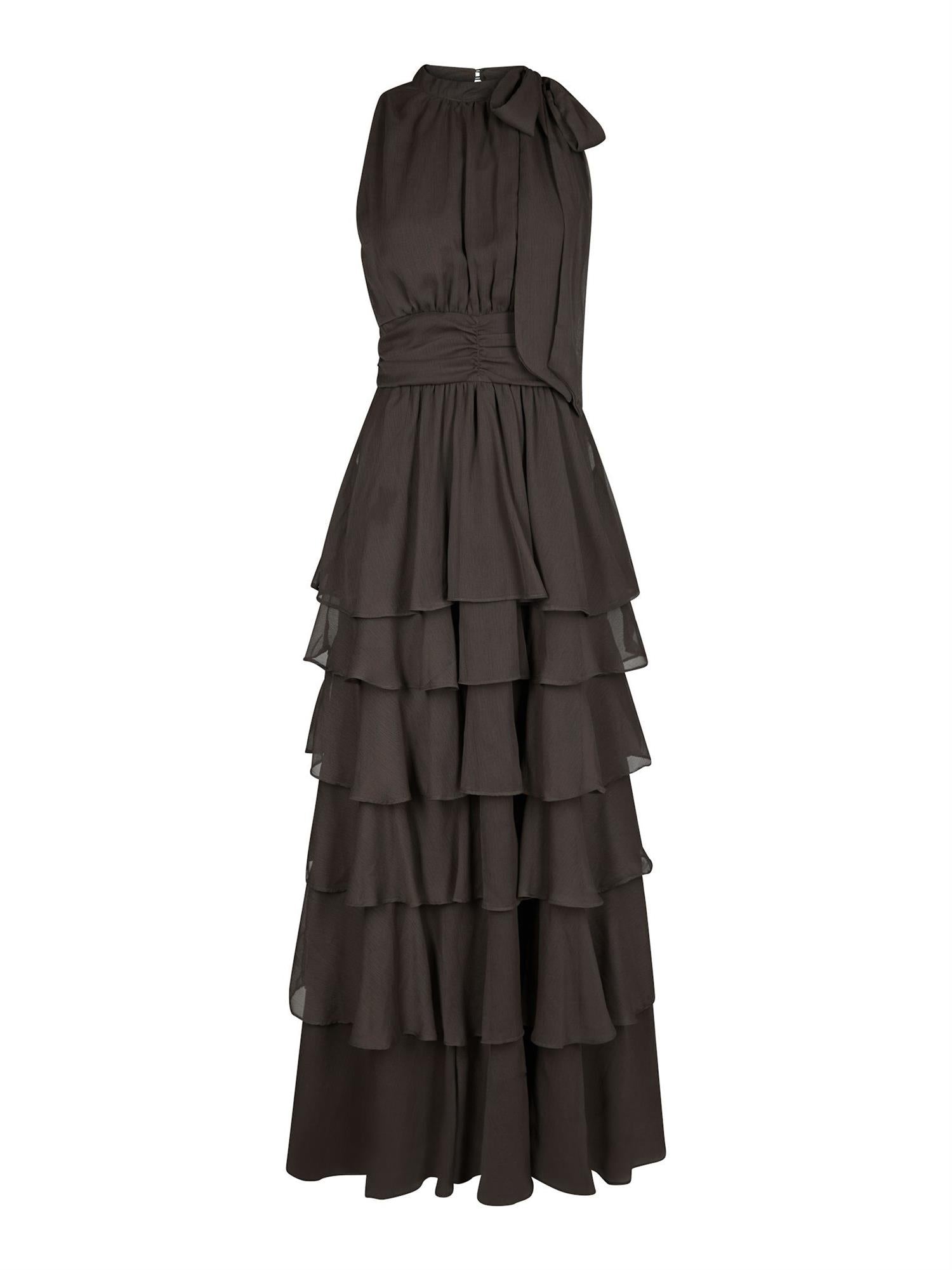 Marli Solid Chiffon Dress, Brown