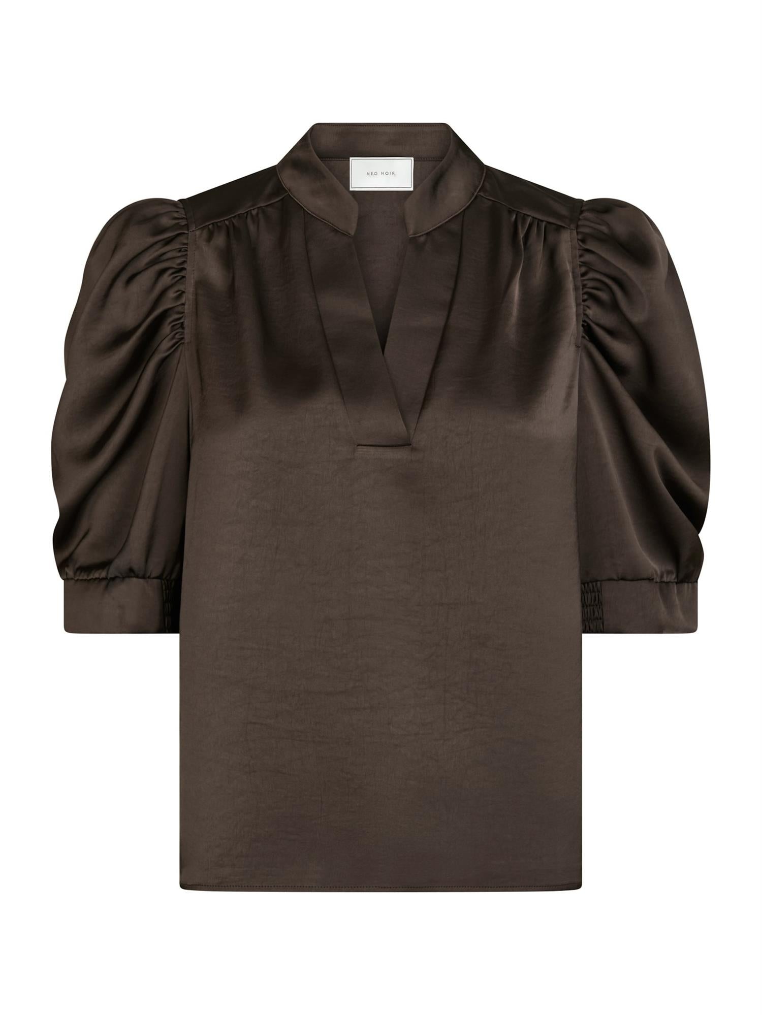 Roella Heavy Sateen Blouse, Dark Brown