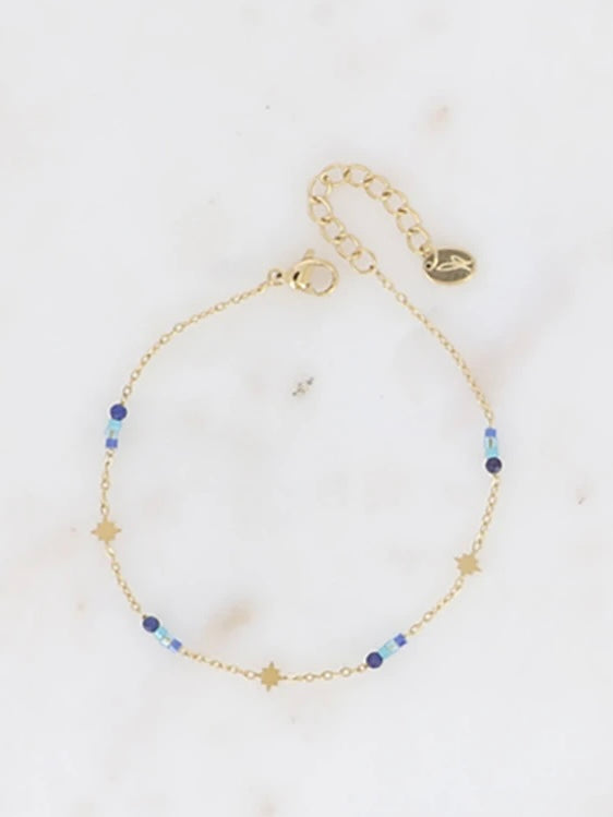 Bracelet northern star, gold/blue