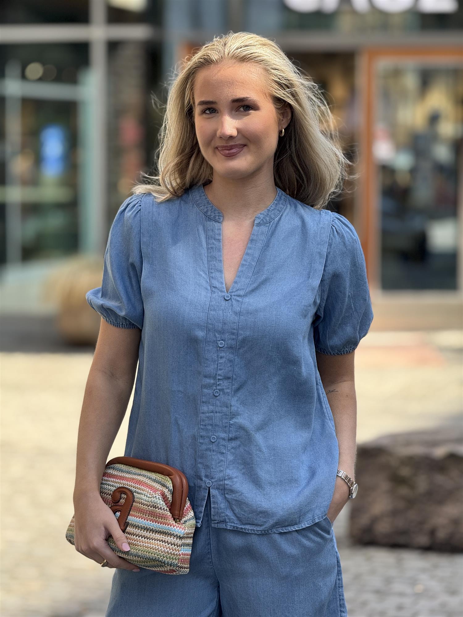 LR-RORA 1 Blouse, Blue denim