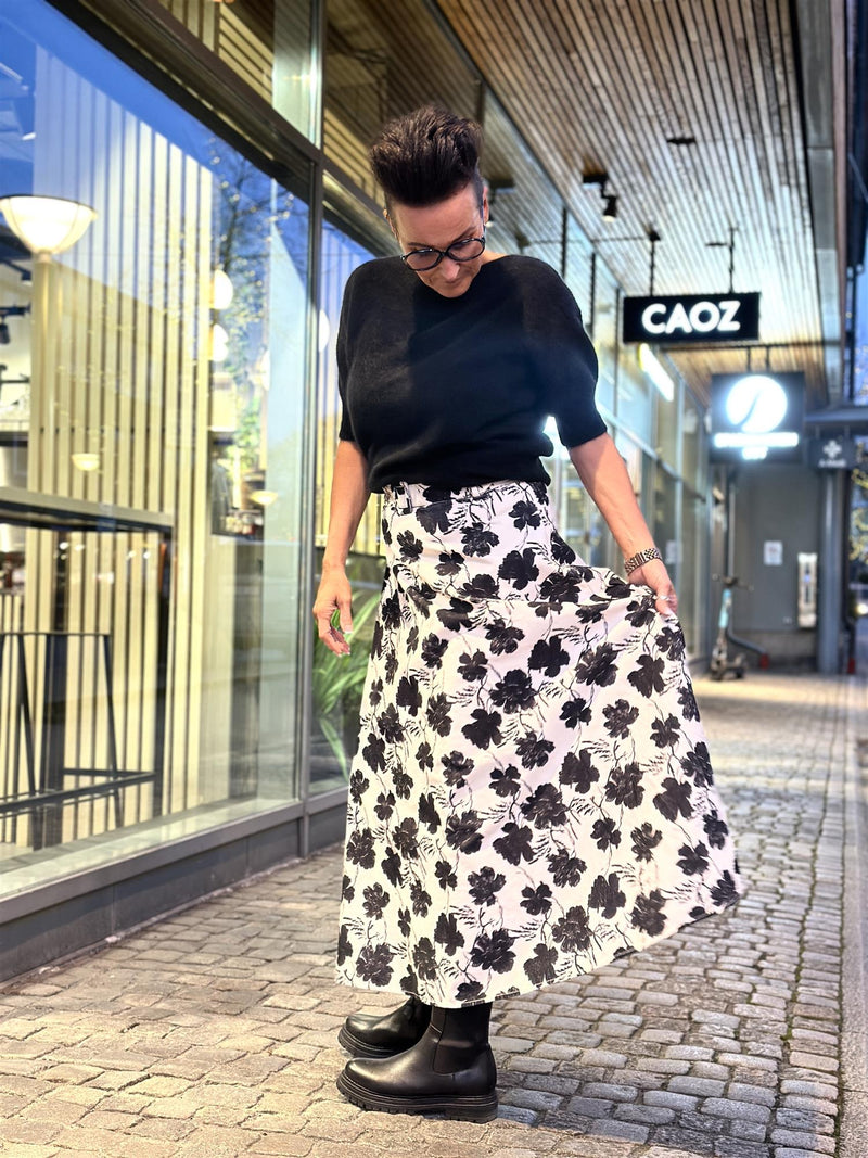 Cord Maxi Skirt, White/Black