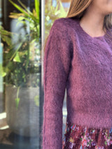 Hairy Knit Jacket, Burgundy